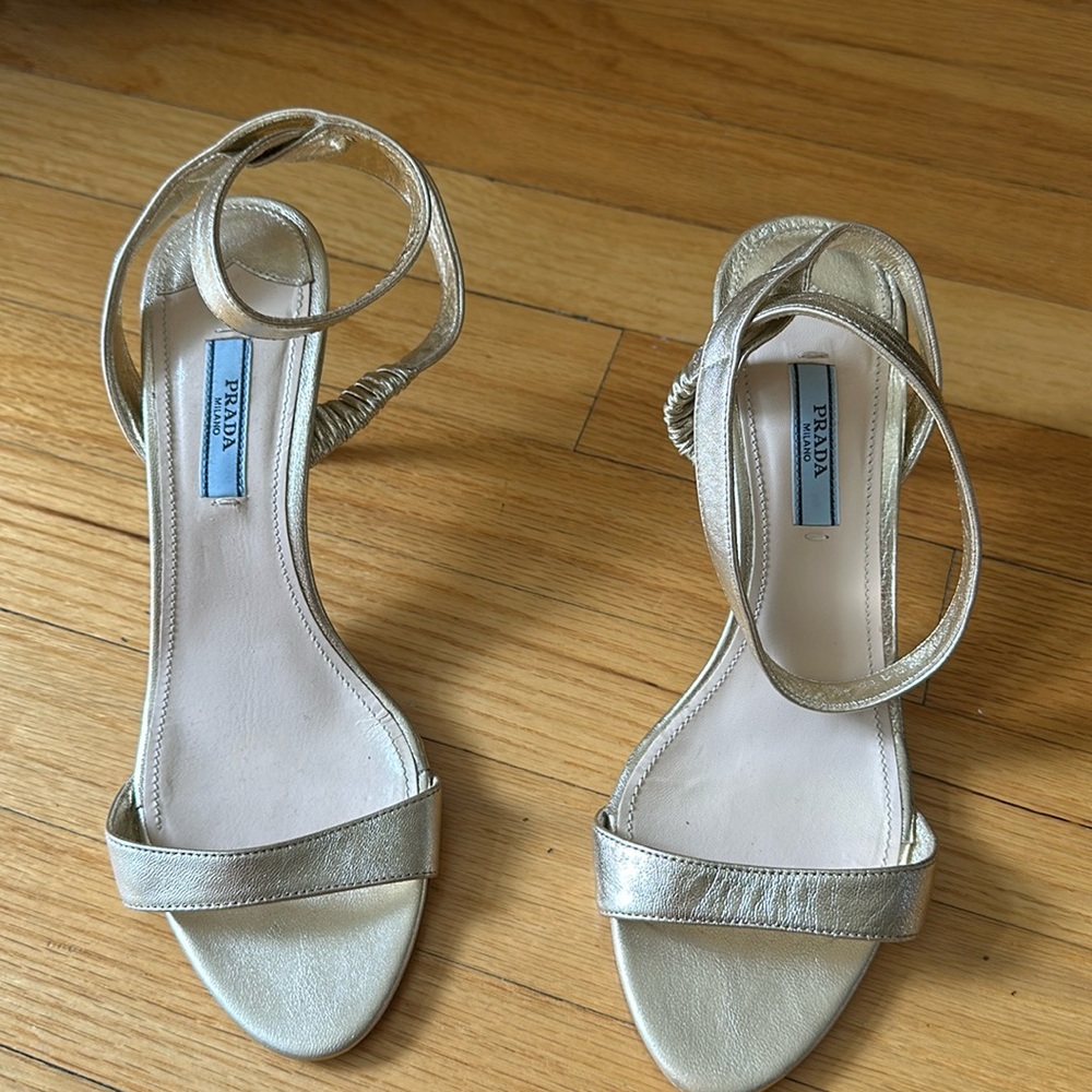Worn once Prada gold heels